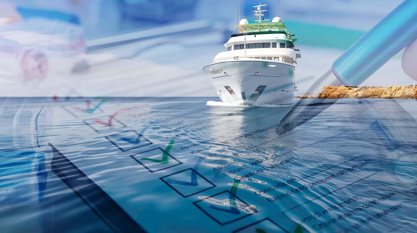 Check list on top of superyacht at sea.
