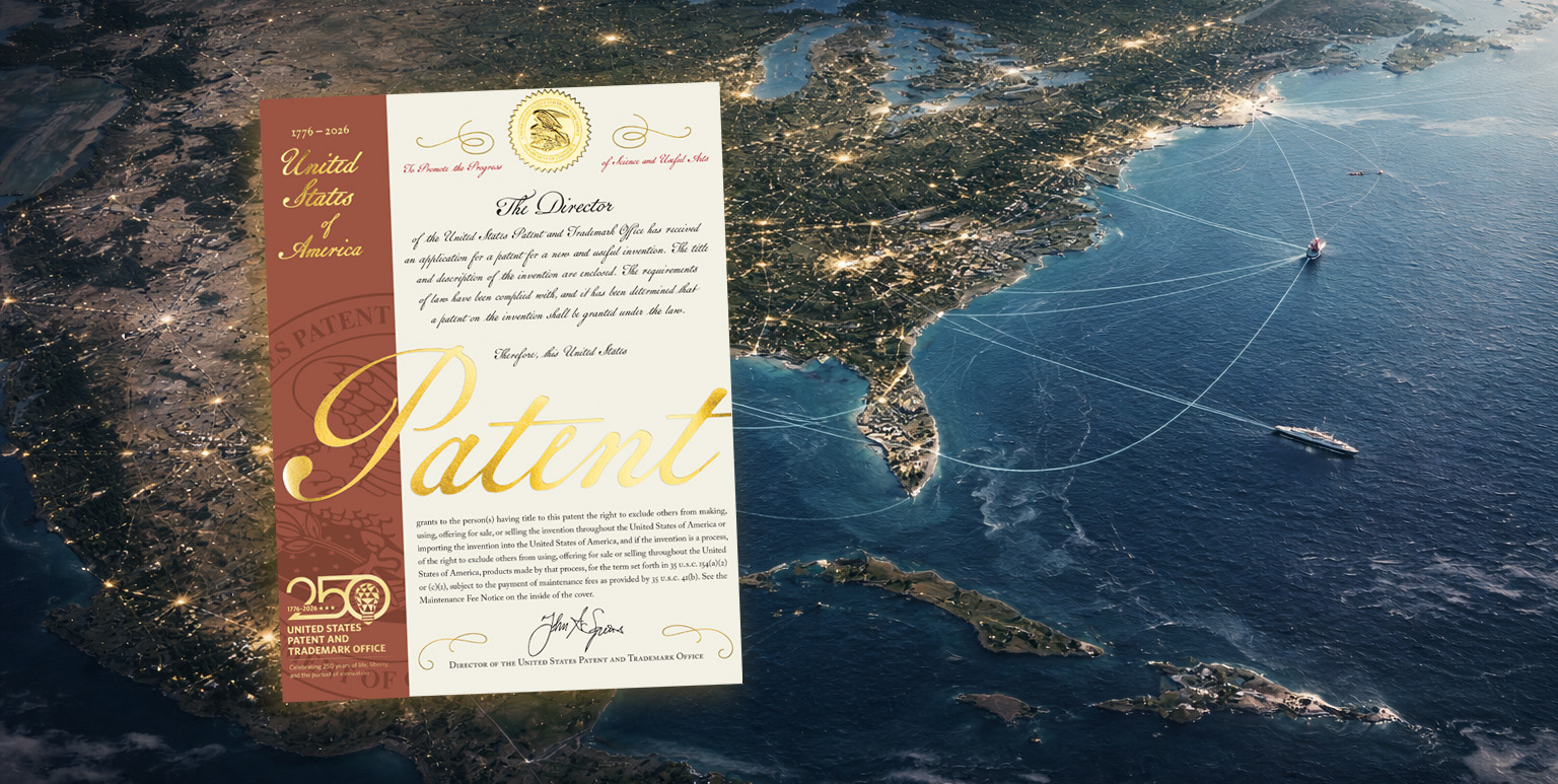US patent letter over the USA map