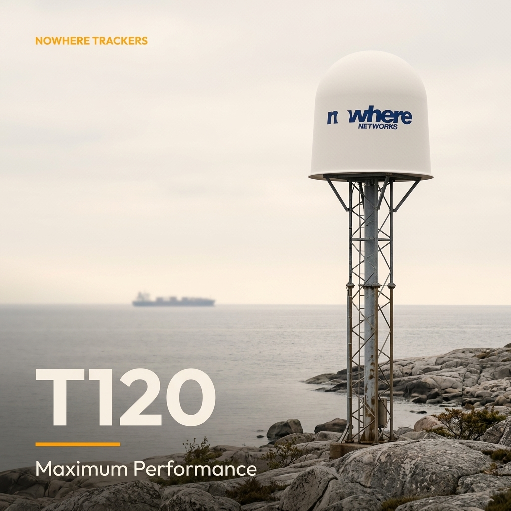 A T120 tracker on a coastal tower overlooking the sea