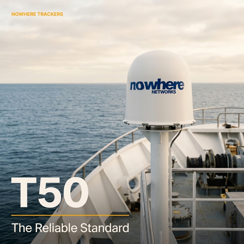 A T50 tracker mounted on a vessel at sea