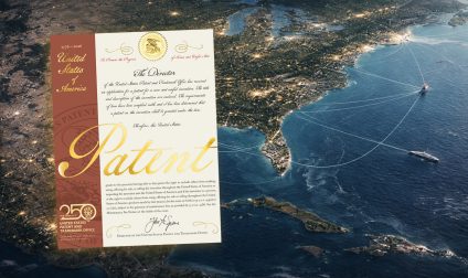 US patent letter over the USA map